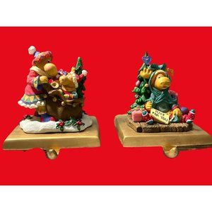 Moose Christmas Stocking Holders Cast Iron and Resin